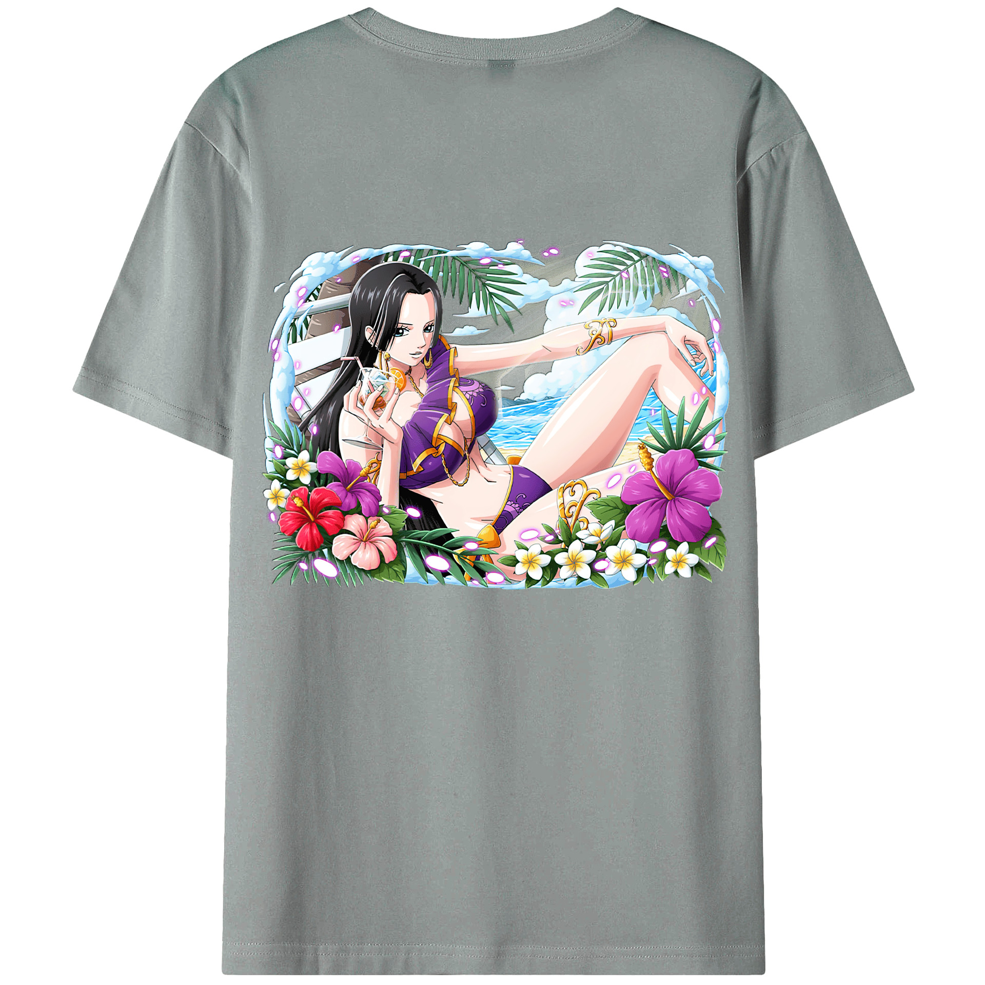 ワンピース ボア・ハンコック ONE PIECE Boa·Hancock 綿100％ メンズ半袖Tシャツ（バックプリント） 通気性